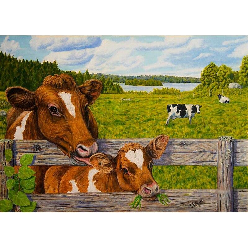 DIY Cow 5D Diamond Painting Full Round Drill Farm Animal Diamond Embroidery Cross Stitch Kit Mosaic Resin Home Decor Gift