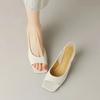 Fashion Casual Buckle Strap Sandals for Women 2024 New Fashion Summer Solid Thin Heel Ladies Shoes Med Heel Rubber Pu Women's Sandals