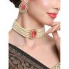 Fashion 18k Gold Plated Latest Stylish Fancy Choker Traditional Pearl Necklace Jewellery Set for Women