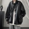 Men's Fashion Motorcycle Faux Leather Coat Loose Vintage  Jackets Pilot Jacket