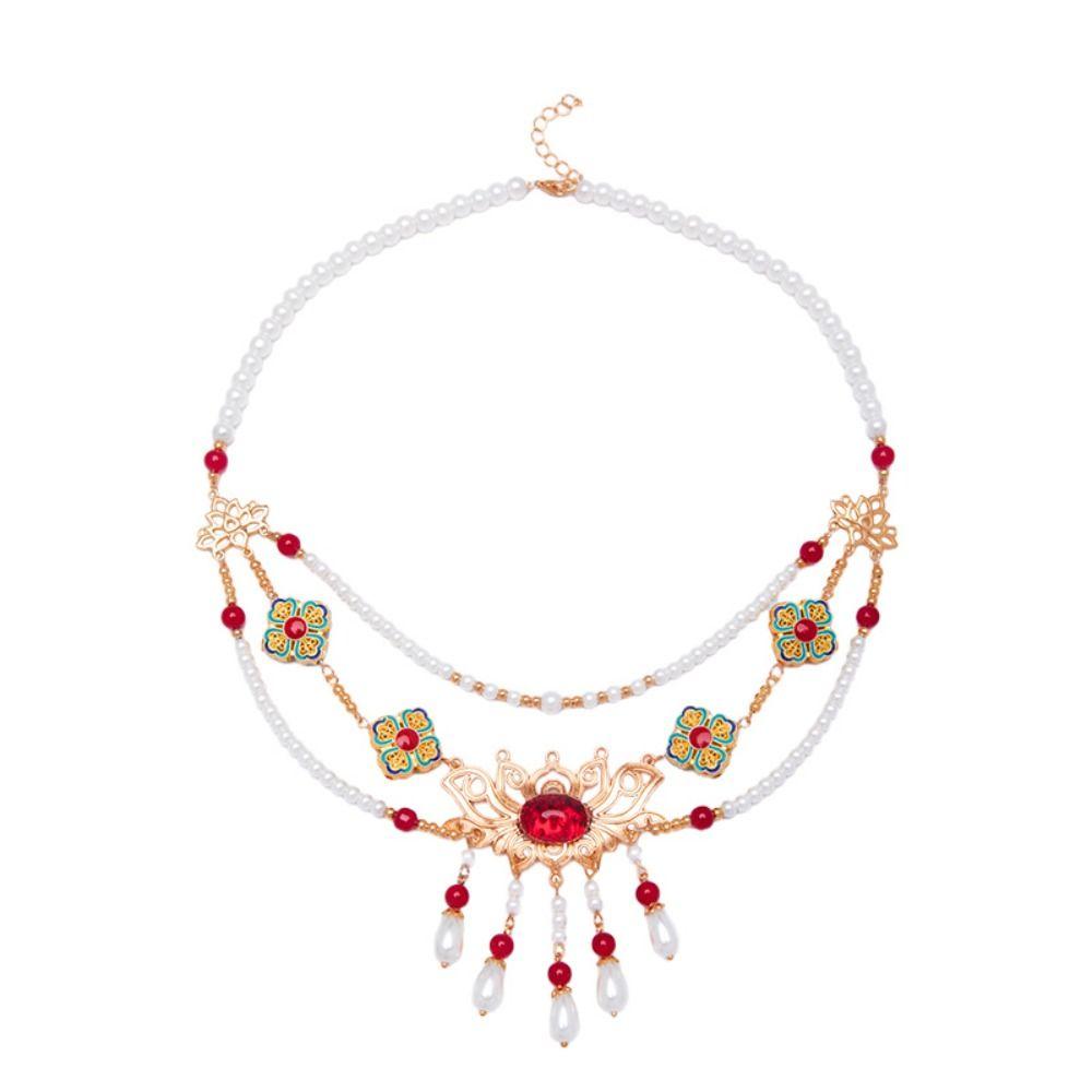 Tang Ming Song Dynasty Hanfu Ruyi Pendant Pearl Long Tassel Necklace Chinese Style Necklace Hanfu