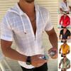 New Summer Fashion Men's Short-sleeved One-piece Hood Zipper T-shirt
