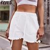 Women's Fashion Denim Casual Solid Color Print High Waist Shorts