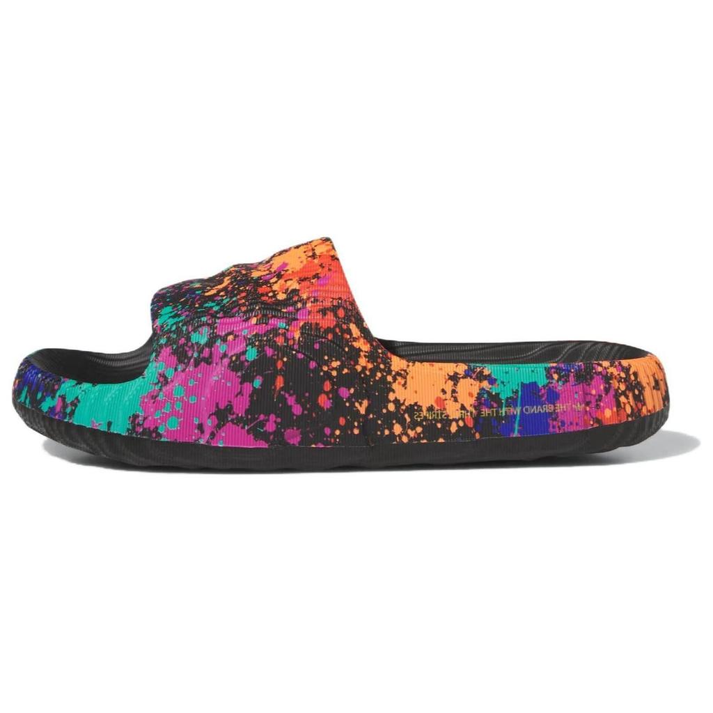 Adidas Adilette 22 Slide Black Paint Splatter Unisex Sneakers Core-Black Semi-Solar-Yellow IF1438
