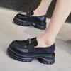 Platform Leather Loafers Women's 2025 Spring New Retro Small Leather Shoes Black Women's Shoes Thick Heel British Style Single Shoes