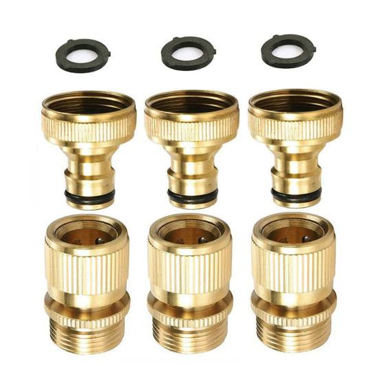3Pcs/Set 3/4 Inch Brass Quick Fit Connector Part for Garden Hose Pressure Washer
