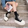 Queen Fan Black Thick-soled High-top Canvas Shoes Women's Summer 2025 New Versatile Height-increasing Soft-soled Casual Board Shoes