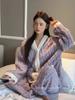 2PCS/Set Women Thickened Warm Fall Winter Pajamas Long-Sleeved Solid Flannel Striped Homewear Nursing Loungewear Ladies Clothes