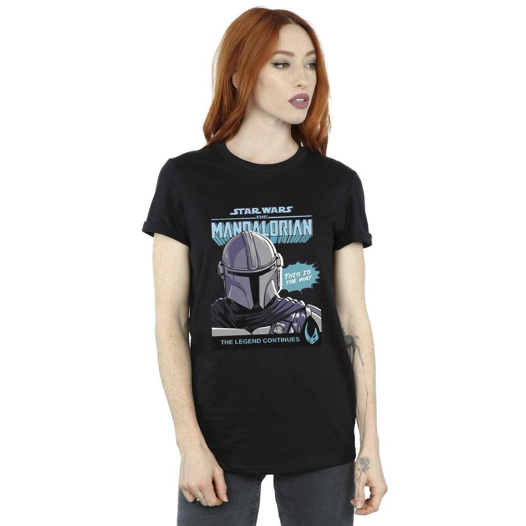 Star Wars The Mandalorian Womens/Ladies Mando Comic Cover Cotton Boyfriend T-Shirt