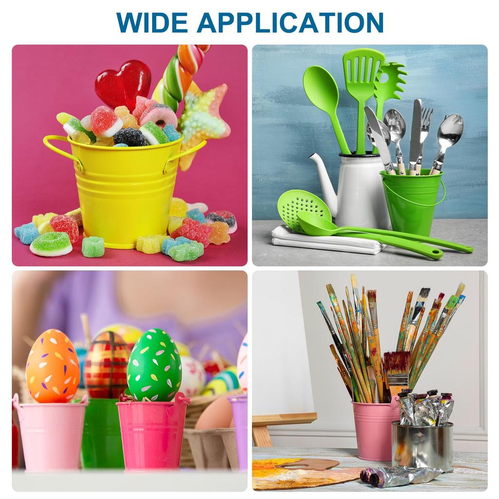 PATIKIL Small Metal Buckets with 12pcs Mini Galvanized Buckets for Craft Party Souvenir Dark Purple 2.7"x2.3" Handles, Decoration,