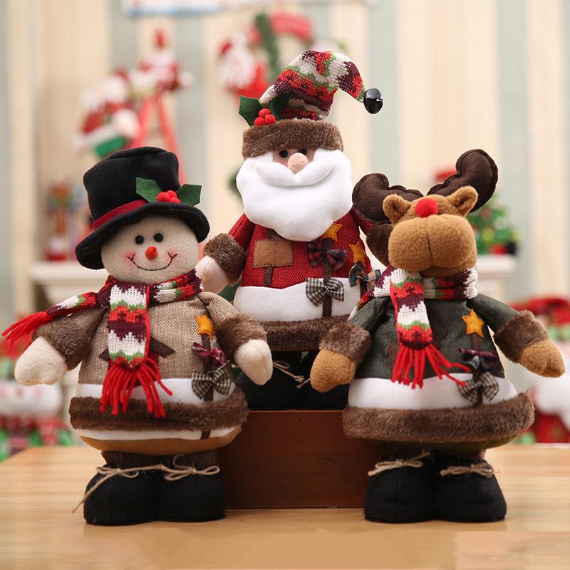 Christmas Plush Doll Snowman Elk Standing Doll Gift Santa Claus Decoration Hotel Shopping Mall Christmas Decoration Kids Gift