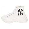 New MLB Chunky Anti Slip And Wear Resistant Breathable High Top Canvas Shoes Unisex White 32SHU1011-50I