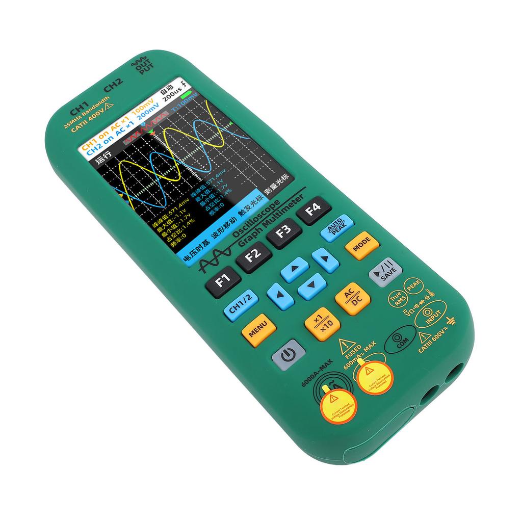 Oscilloscope Multimeter Signal Generator 3 In 1 Large Screen Dual Channel 25MHZ Bandwidth 208 MSa/s 