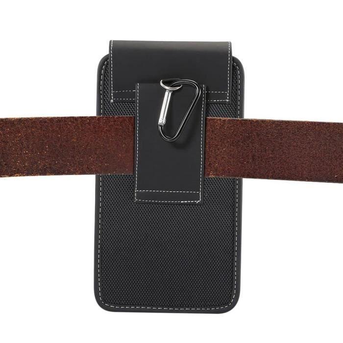 Étui Pour Oppo Reno (2019) Housse Ceinture Verticale Cuir Et Nylon - Noir