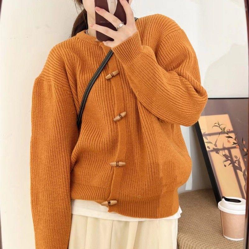 Vintage Cardigan Literature and Art Small Fresh Knitted Shirt Coat Round Neck Cardigan Western Versatile College Sweater Women