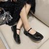 2024 New  Women's Heeled Single Shoes Versatile Women's Shoes Square Toe Comfortable Spring and Autumn One-Word Buckle Strap