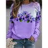 Women's Sweatshirt Purple Flowers Graphics Print Sweatshirt for Women Casual Long Sleeve O-Neck Pullover Women's Clothing
