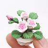 (Precious memory)Mini Dollhouse Miniature Green Plant Flower In  Pot Fairy Garden Accessory
