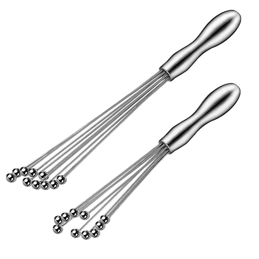 2 Pcs Mini Whisk Mixer Stainless Steel Balls 10 Inch and 12 Inch Whisk Manual Whisk Mixer