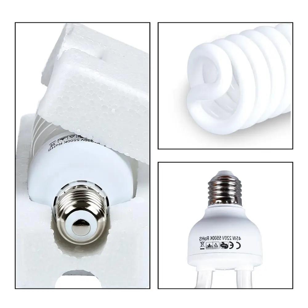 4 штуки 45 Вт 5500K Высокая яркость Фотография Дневной свет Люминесцентные лампы E27 Софтбокс Фотография База AC 220 В