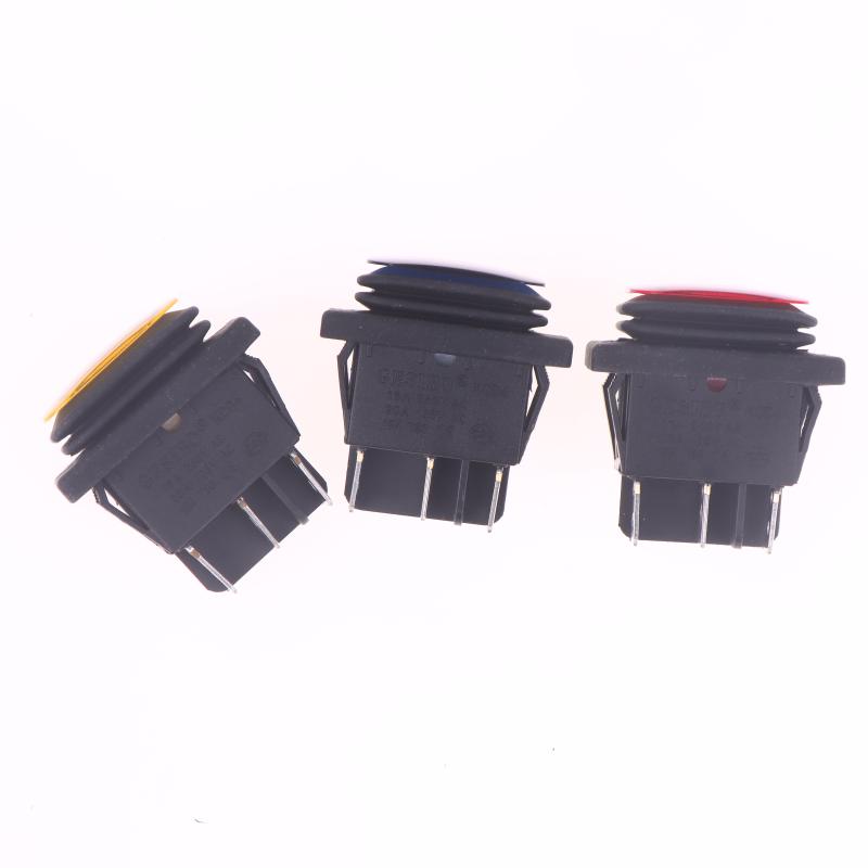 1 Piece T85 6Pin On Off On 12V 220V Red Green Blue Light Kcd4 Heavy Duty 16A 250Vac 30X22Mm Waterproof Rocker Push Switch