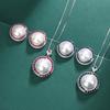 Jewelry Pearl Necklace with Diamond Colored Treasure S925 Pearl Stud Earrings Imitation Natural Pearl Collarbone Pendant