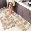 1Pcs Vintage Boho Floral Printed Kitchen Mat Soft Thickened Kitchen Floor Mat Waterproof Non-slip Oil-proof Floor Mat Runner Rug