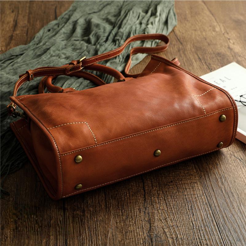 Johnature Genuine Leather Large Handbag Women Bag Natural Soft Cowhide Casual Tote Solid Color Simple Shoulder Bags