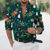 Spring Autumn Men Long Sleeve 3D Digital Print Christmas Shirt Men Casual Cardigan Shirt Tops