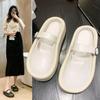 Fashion Women's Half Slippers Lazy Shoes Thick Sole Plus Height Ugly Slippers Spring Thick Sole Solid Buckle Casual Slippers Women Shoes