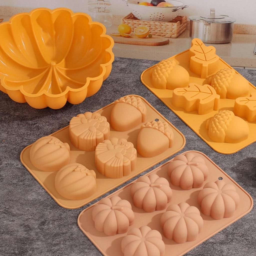 Harvest Halloween Pumpkin Mousse Cake Silicone Mold DIY Pinecone Biscuit Candy Pudding Baking Tool Tree Leaf Candle Soap Mould