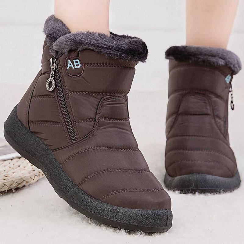 Women's Boots Women's Ankle Boots with Fur Winter Shoes Women Low Heels Winter Boots Snow Waterproof Botas Mujer Winter Footwear