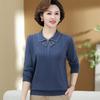 Middle-aged Elderly Women's Spring Long-sleeved Shirt Middle-aged Mother Loose Bottoming Shirt Top Women's Age-reducing Clothes Casual