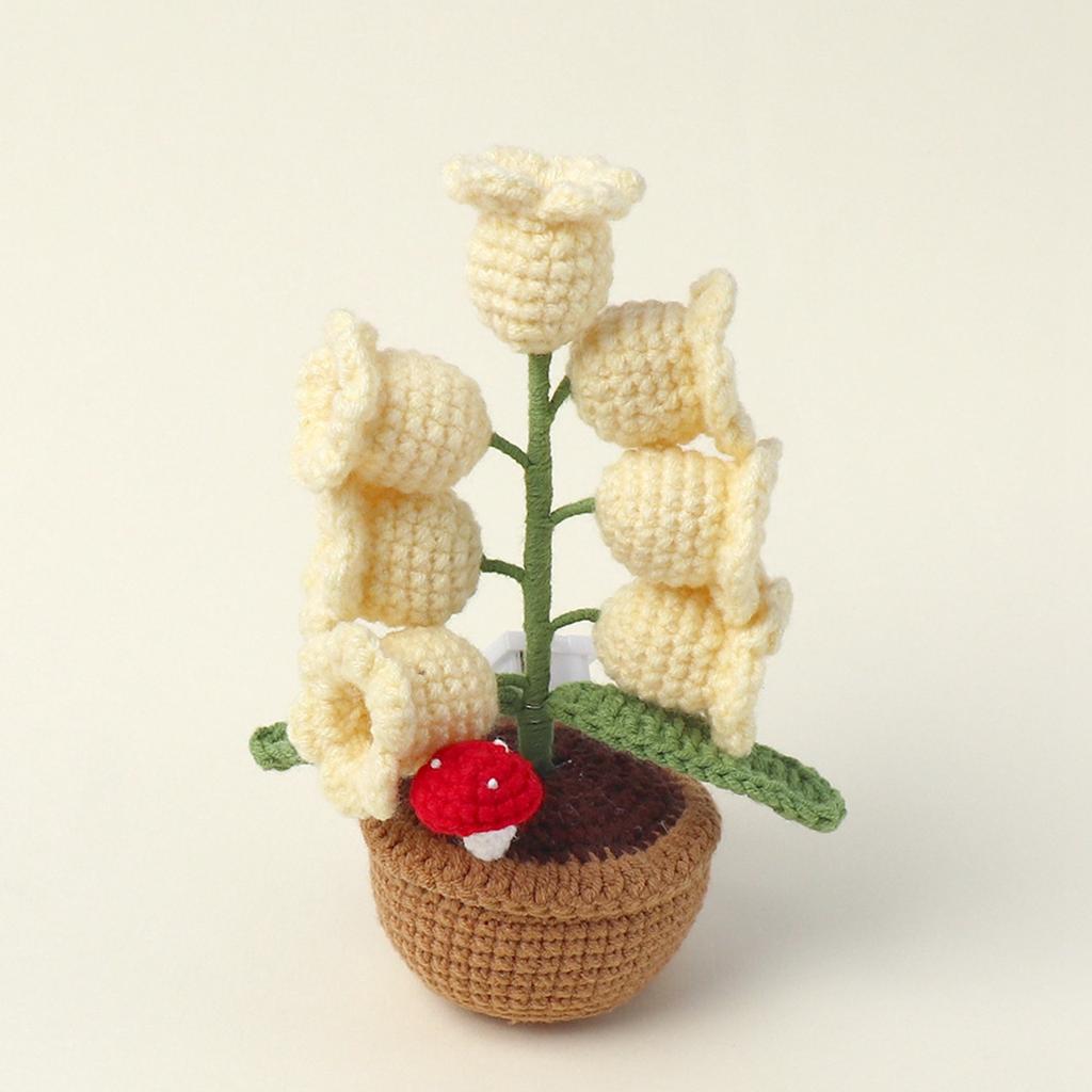 Lily Of The Valley Night Light Woven Ornaments Table Lamp Handknitted Wool LED Desktop Small Potted Decoration Creative Gift