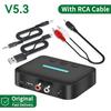 USB Bluetooth 5.3 Audio Receiver Adapter Wireless Stereo Music 3.5mm AUX R/L RCA Support U-Disk Playback For Desktop Speaker Amp