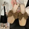 Baotou Slippers for Women In Spring and Summer Outwear 2023 New Half Trailer Fashion Fairy Style Bow Tie Thick Heel Slippers Ins Fashion