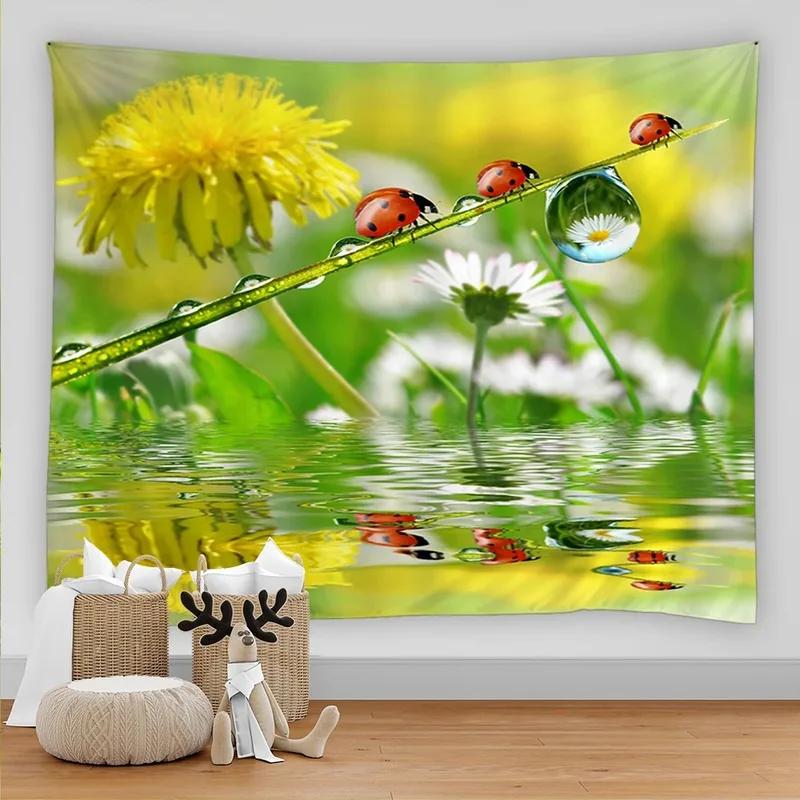 Beautiful White Cloud Rainbow Flower Hanging Cloth Home Wall Decoration Tapestry Office Living Room Tapestry