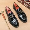 Men's Business Shoes Man Male Patent Leather Pattern Mens Oxfords Dress Loafers Wedding Party Shoes for Men Size 38-45 Men Flats