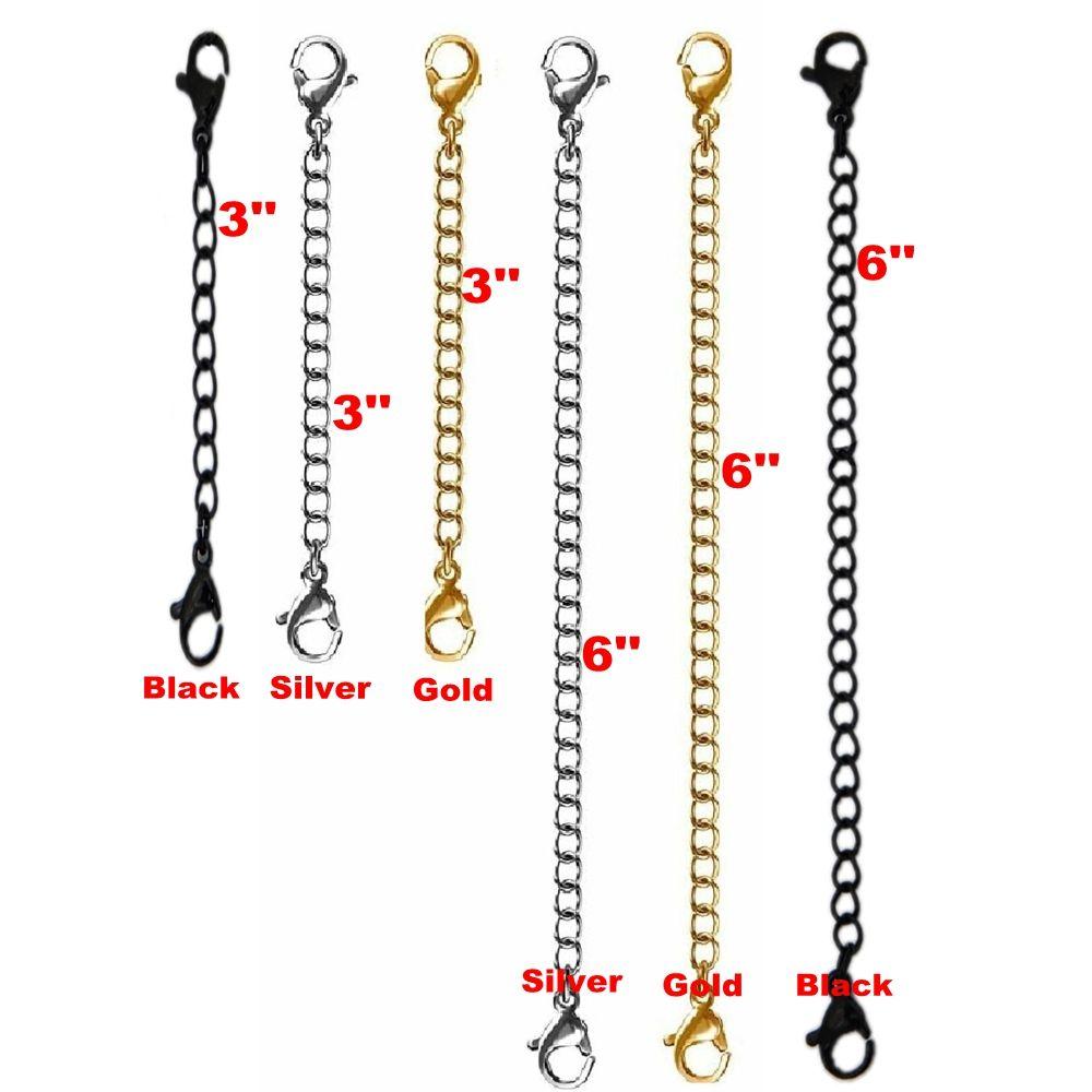 3'' Jewelry Accessories DIY Necklace Bracelet Lobster Lock Extender /Safety Chain Extender
