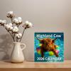 2026 Wall Calendar Highland Cow Calendar 2026 Wall Decorations Jan-Dec Thick Paper Monthly Planner Highland Cattle Wall Calendar