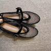 New Ballet Flats Buckle Belt Mesh Hollow Breathable Spring and Summer Large Size Round Head Fashion Single Shoes Women