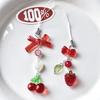 Cute Red Cherry Strawberry Bow Mobile Phone Strap Charm Keychain For Girl Woman Bag Camera Pendant Sweet Cellphone Jewelry