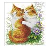 DIY Stamped Cross Stitch Starter Kit Pre Printed Kissing Cats 11CT