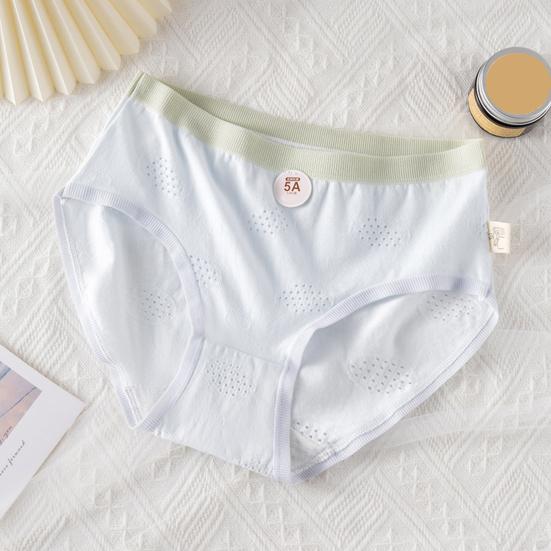 High School Student Panties Seamless Mid Waist High Elasticity Hollow Out Good Breathability Solid Color Slim Fit Thin