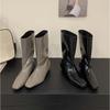 2025 Autumn and Winter New Fashion Versatile Retro Square Head Thin Wide Tube Knight Boots Retro Versatile Wedge Heel