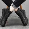 Men's High-top Boots 2024New Casual Leather Boot Fashion Motorcycle Boots for Men Plush Warm Winter Boots Big Size48Botas Hombre
