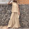 Women's Summer 2-Piece Outfit Sleeveless Tank Top Wide Leg Pants Set Casual Linen Cotton Lounge Matching Beach Set