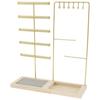 5-Tiers Earring Display Holder Stand Metal Necklace Bracelet Anklet Stud Earring Jewelry Storage Organizer Wooden Base Stand