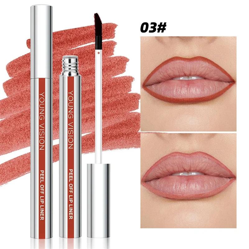 3 Colors Peel Off Lip Liner Highly Pigmented Matte Lip Liner Tattoo Long Lasting Waterproof Lipliner Pencil Non-Stick Lips Gloss