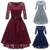 Women Vintage Princess Floral Lace Cocktail V-Neck Party Aline Swing Dress